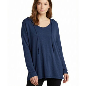 Bobeau Womens Blue Sleeveless Drawstring Hooded Top Size Medium